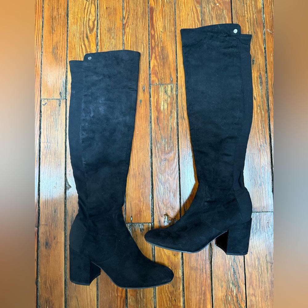Marc Fisher Black Suede Over-The-Knee Boots Size 10